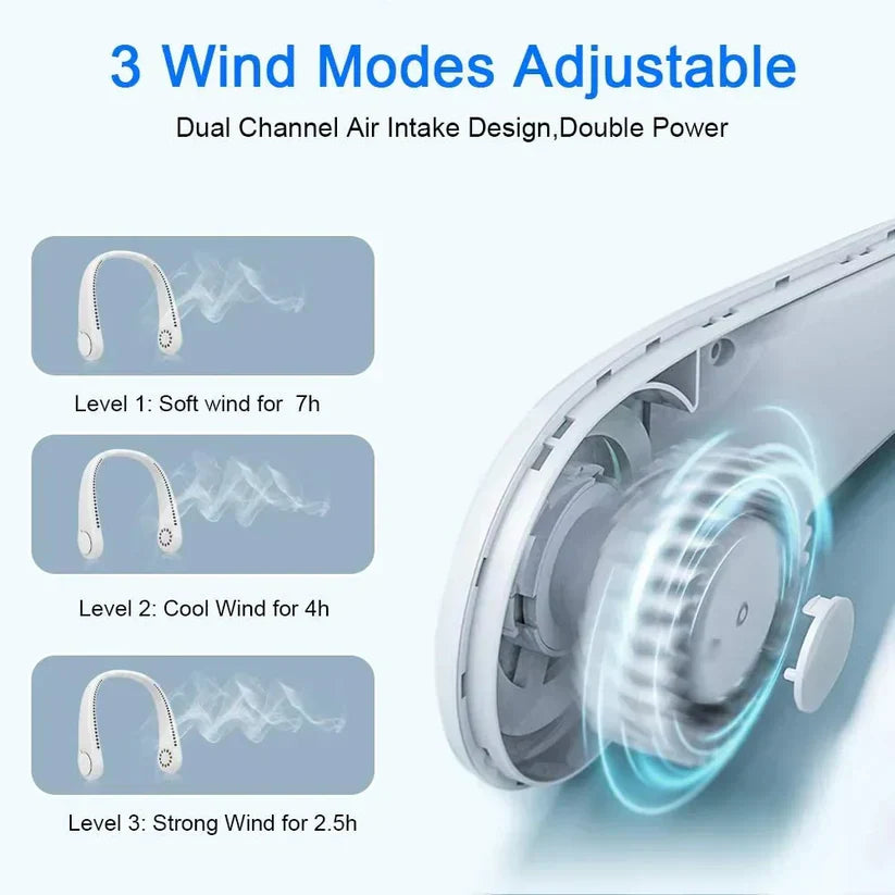 Portable Rechargeable Neck Fan USB